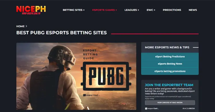 Select the PUBG Betting Lobby at NicePH