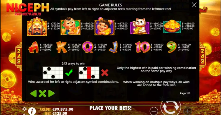 Special Features of the Caishen Cash Slot